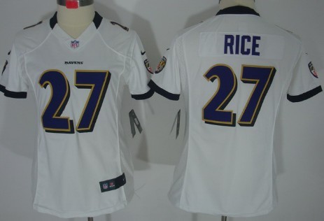 Nike Baltimore Ravens #27 Ray Rice White Limited Womens Jersey 