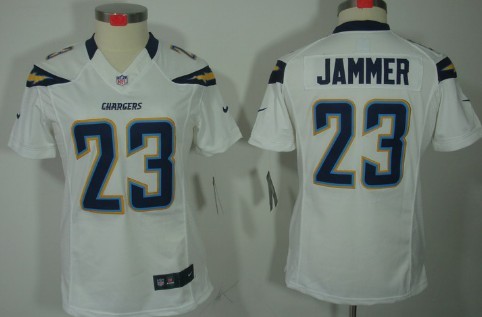Nike San Diego Chargers #23 Quentin Jammer White Limited Womens Jersey 