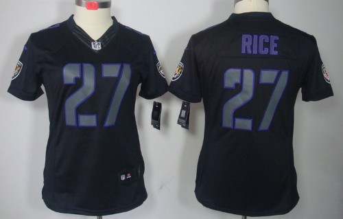 Nike Baltimore Ravens #27 Ray Rice Black Impact Limited Womens Jersey 
