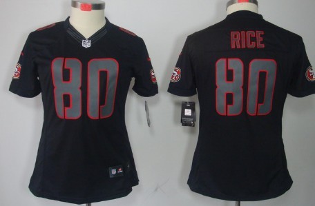 Nike San Francisco 49ers #80 Jerry Rice Black Impact Limited Womens Jersey 
