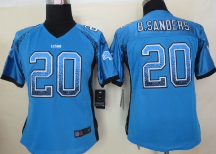Nike Detroit Lions #20 Barry Sanders Drift Fashion Blue Womens Jersey