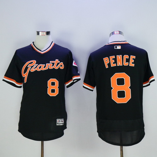 Men's San Francisco Giants #8 Hunter Pence Black Pullover 2016 Flexbase Majestic Baseball Jersey
