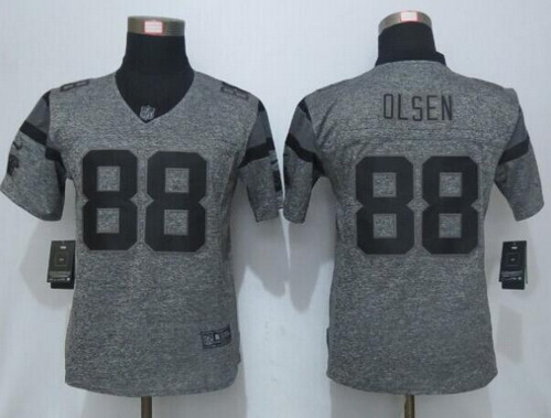 Women's Carolina Panthers #88 Greg Olsen Gray Gridiron Nike NFL Limited Jersey
