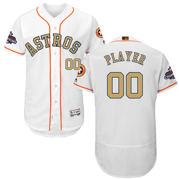 Houston Astros White 2018 Gold Program Men's Customized Flexbase Jersey