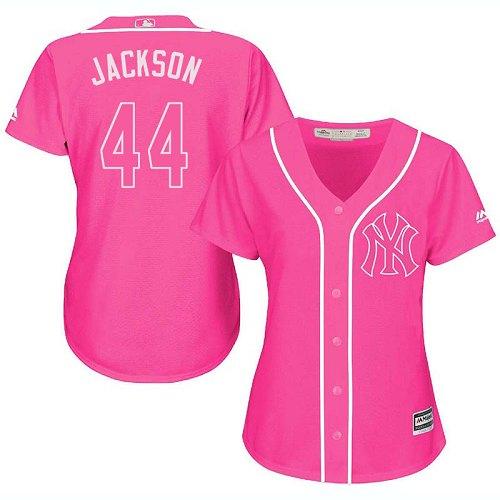 Yankees #44 Reggie Jackson Pink Fashion Women's Stitched Baseball Jersey