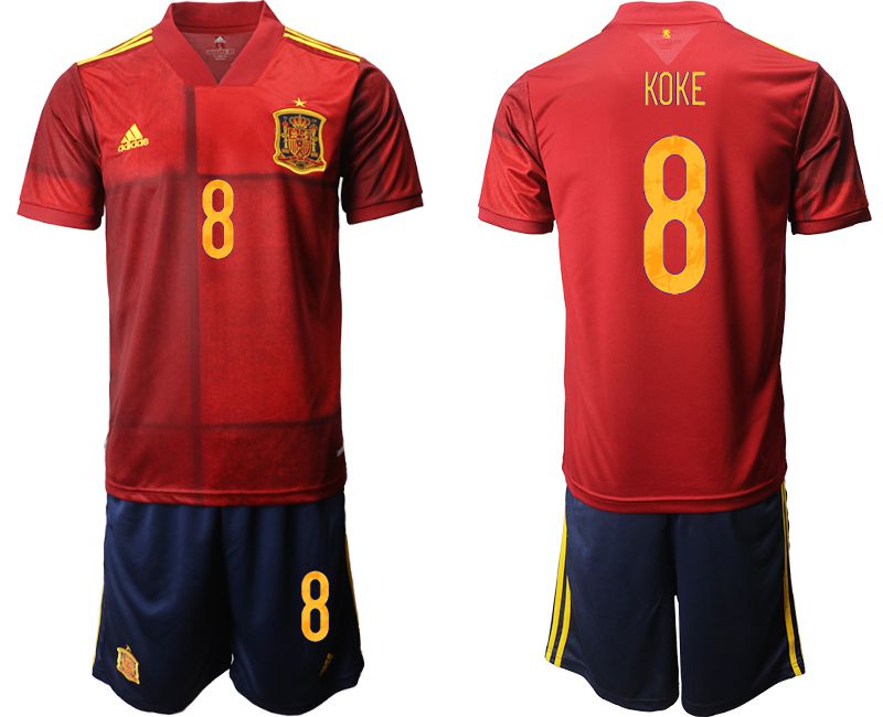 Men 2020-2021 European Cup Spain home red 8 Adidas Soccer Jersey
