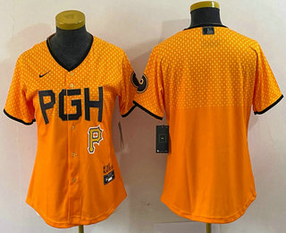 Women's Pittsburgh Pirates Blank Clemente Yellow 2023 City Connect Stitched Jersey