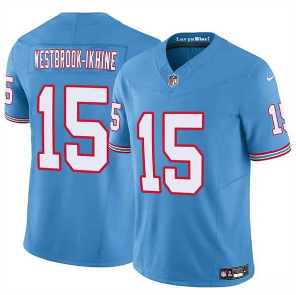 Men's Tennessee Titans #15 Nick Westbrook-Ikhine Blue 2024 F.U.S.E. Throwback Vapor Limited Football Stitched Jersey