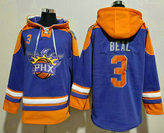 Men's Phoenix Suns #3 Bradley Beal Purple Ageless Must Have Lace Up Pullover Hoodie