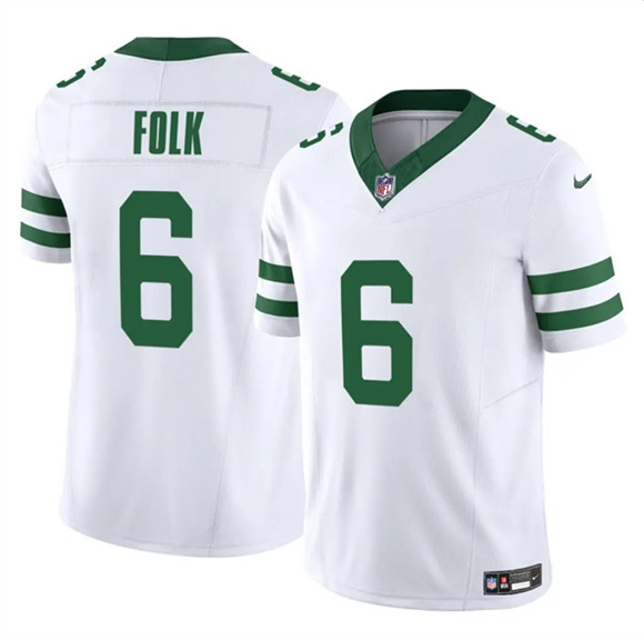 Men's New York Jets #6 Nick Folk White 2025 F.U.S.E. Vapor Untouchable Limited Football Stitched Jersey