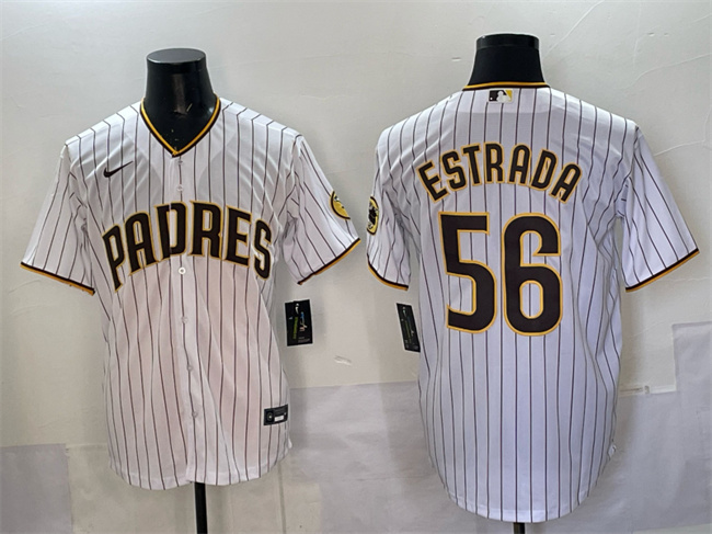 Men's San Diego Padres #56 Jeremiah Estrada White Cool Base Stitched Baseball Jersey