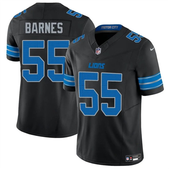 Men's Detroit Lions #55 Derrick Barnes Black 2025 F.U.S.E. Vapor Limited Football Stitched Game Jersey