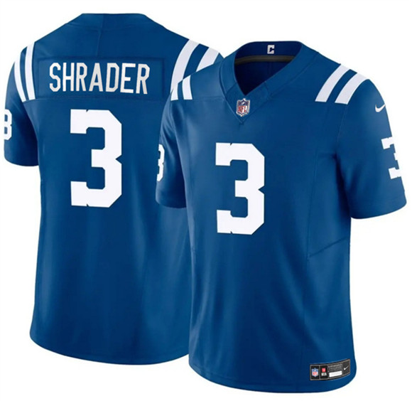 Men's Indianapolis Colts #3 Spencer Shrader Blue 2025 F.U.S.E. Vapor Limited Football Stitched Jersey