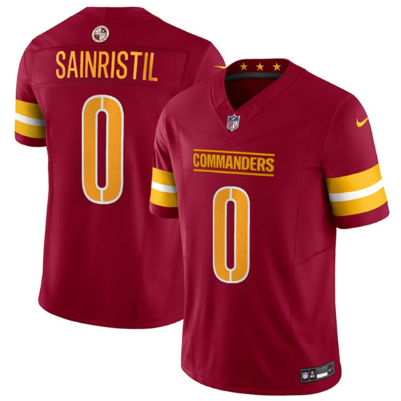 Men's Washington Commanders #0 Mike Sainristill Burgundy 2025 Draft F.U.S.E. Vapor Limited Football Stitched Jersey