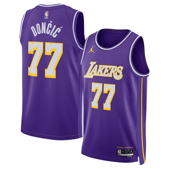 Men's Los Angeles Lakers #77 Luka Don?i? Purple 2025 Statement Edition Stitched Basketball Jersey