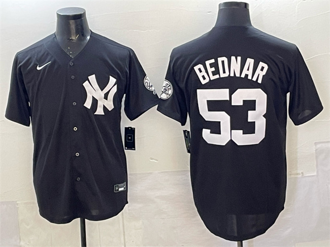 Men's New York Yankees #53 David Bednar Black Stitched Baseball Jersey