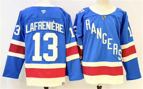 Men's New York Rangers #13 Alexis Lafreniere Blue 2025 Stitched Hockey Jersey