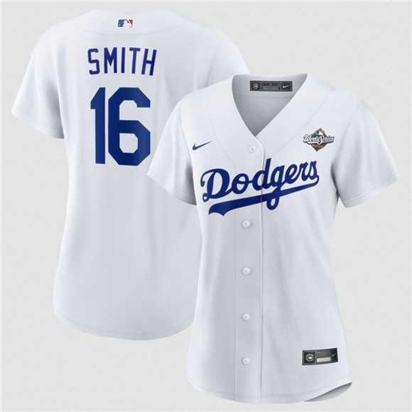 Women's Los Angeles Dodgers #16 Will Smith White 2025 World Series Home Cool Base Stitched Baseball Jersey(Run Small)