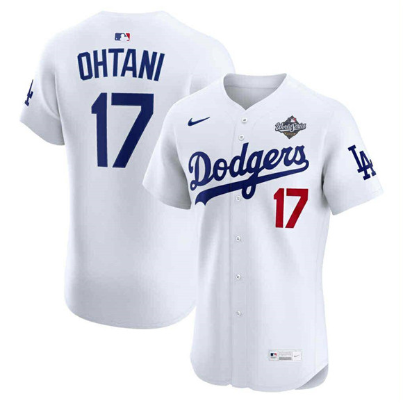 Men's Los Angeles Dodgers #17 Shohei Ohtani White 2025 World Series Cool  Base Sttiched Jersey