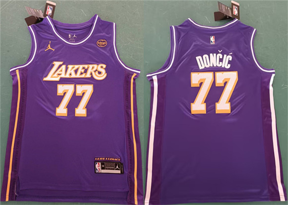 Men's Los Angeles Lakers #77 Luka Don?i? Purple 2025 Statement Edition Stitched Basketball Jersey