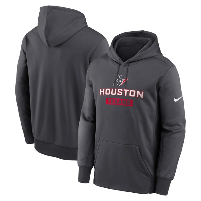 Men's Houston Texans Anthracite Toss Sweep Performance Pullover Hoodie