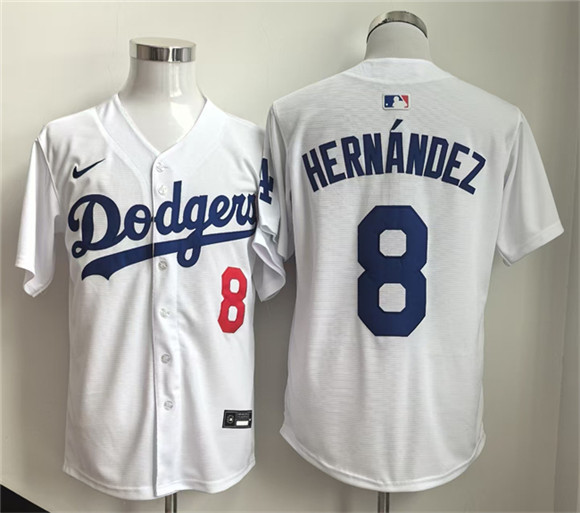 Men's Los Angeles Dodgers #8 Enrique Hernandez WhiteLimited Stitched Baseball Jersey