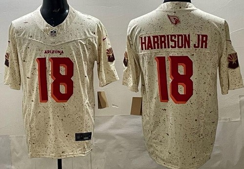 Men's Arizona Cardinals #18 Marvin Harrison Jr Limited Cream Rivalries FUSE Vapor Jersey