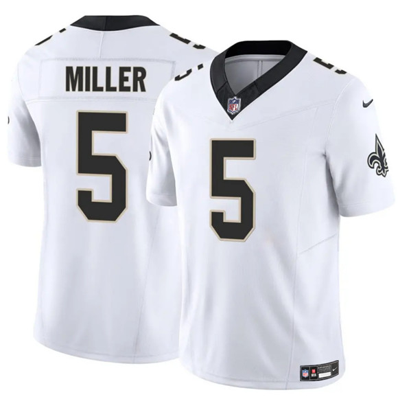 Men's New Orleans Saints #5 Kendre Miller White 2025 F.U.S.E Vapor Limited Football Stitched Jersey