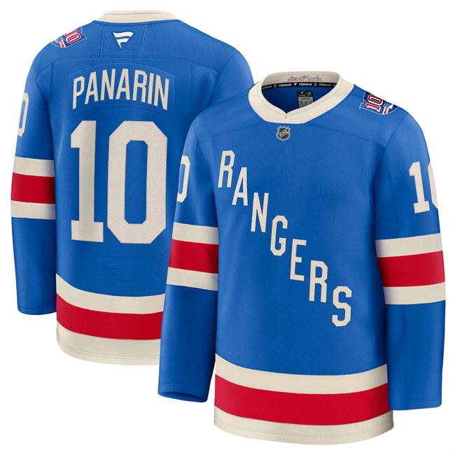 Men's New York Rangers #10 Artemi Panarin Blue Centennial Stitched Hockey Jersey
