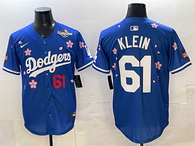 Men's Los Angeles Dodgers #61 Will Klein Royal 2025 World Series Patch Tokyo Series Limited Stitched Baseball Jersey