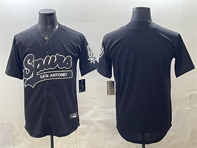 Men's San Antonio Spurs Blank Black Stitched Baseball Jersey