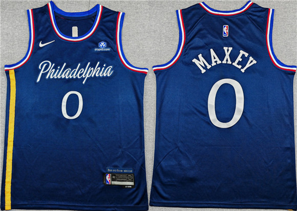 Men's Philadelphia 76ers #0 Tyrese Maxey Navy 2025-26 City Edition Stitched Jersey