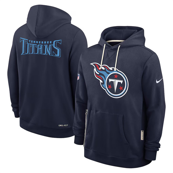 Men's Tennessee Titans Navy Sideline Standard Issue Initial Home Dri-FIT Pullover Hoodie