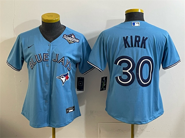 Women's Toronto Blue Jays #30 Alejandro Kirk Blue 2025 World Series Cool Base Stitched Baseball Jersey(Run Small)