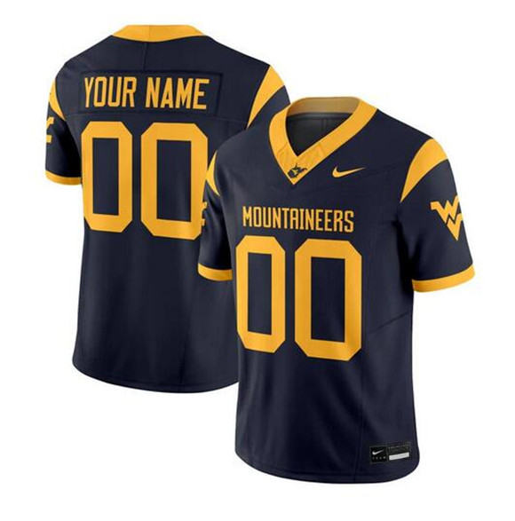 Men's West Virginia Mountaineers ACTIVE PLAYER Custom Navy 2025 F.U.S.E. Stitched Jersey