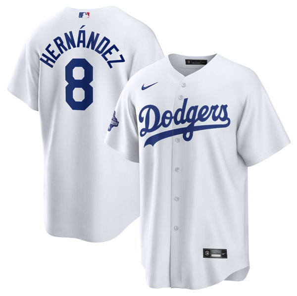 Men's Los Angeles Dodgers #8 Enrique Hernandez White 2025 World Series Champions Stitched Baseball Jersey