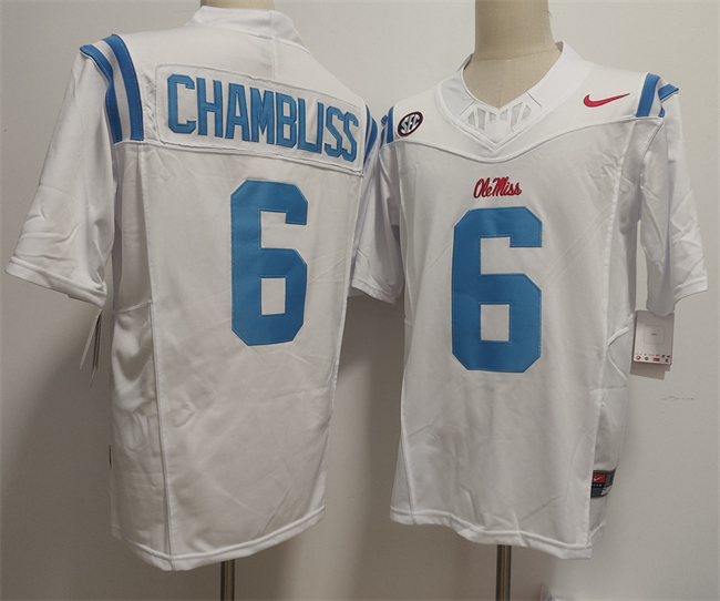 Men's Ole Miss Rebels #6 Trinidad Chambliss White 2025 F.U.S.E. Stitched jersey