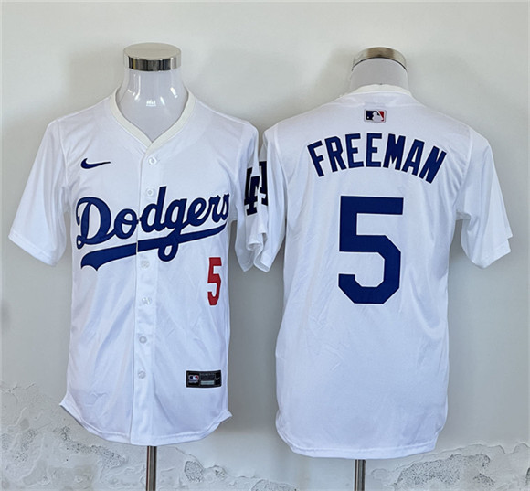 Men's Los Angeles Dodgers #5 Freddie Freeman White Home Limited Stitched Baseball Jersey