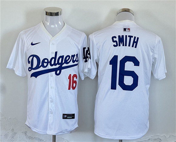 Men's Los Angeles Dodgers #16 Will Smith White Home Limited Stitched Baseball Jersey