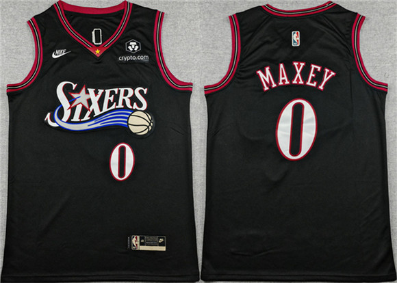 Men's Philadelphia 76ers #0 Tyrese Maxey Black 2025 Classic Edition Stitched Stitched Jersey