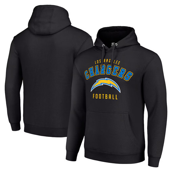 Men's Los Angeles Chargers Black Throwback Logo Pullover Hoodie