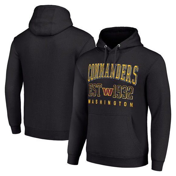 Men's Washington Commanders Black Throwback Logo Pullover Hoodie
