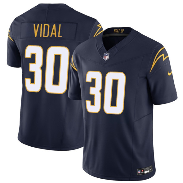 Men's Los Angeles Chargers #30 Kimani Vidal Navy 2025 F.U.S.E. Alternate Vapor Limited Football Stitched Jersey