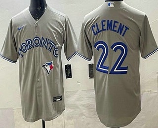 Men's Toronto Blue Jays #22 Ernie Clement Gray Cool Base Jersey