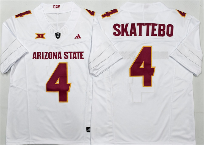 Men's Arizona State Sun Devils #4 Cam Skattebo White 2025 F.U.S.E. Vapor Limited Stitched Jersey