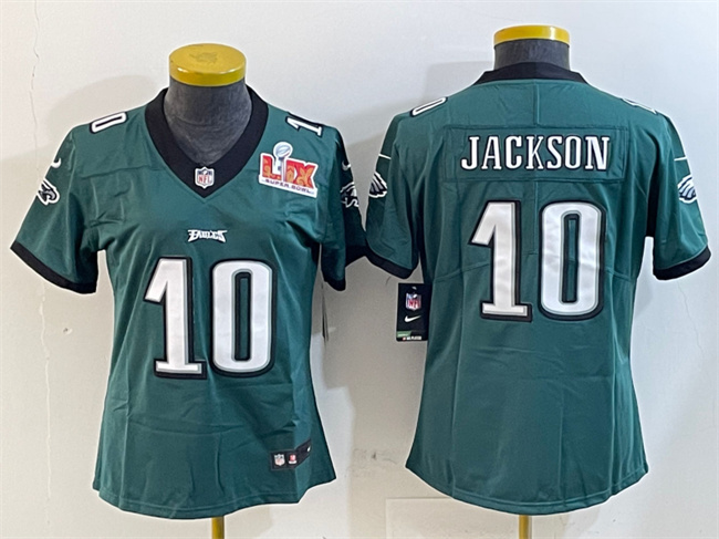 Women's Philadelphia Eagles #10 DeSean Jackson Green 2025 Super Bowl LIX Patch Vapor Untouchable Limited Football Stitched Jersey(Run Small)