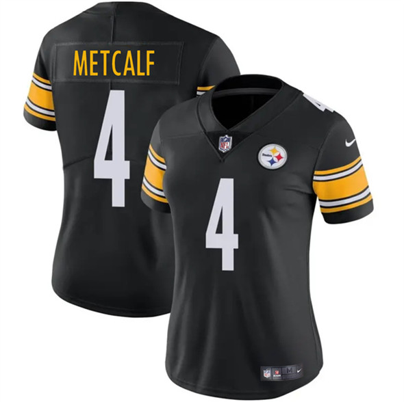 Women's Pittsburgh Steelers #4 DK Metcalf Black 2025 Vapor Football Stitched Jersey(Run Small)
