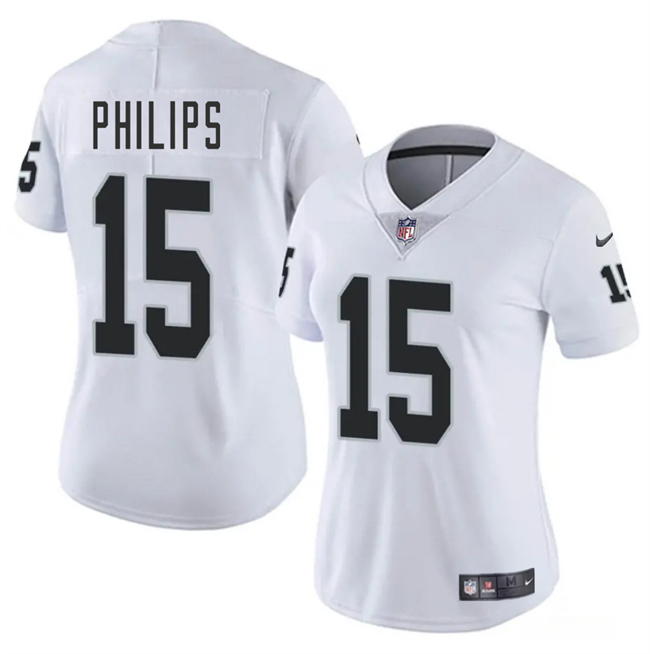 Women's Las Vegas Raiders #15 Kyle Philips White 2025 Vapor Football Stitched Jersey(Run Small)