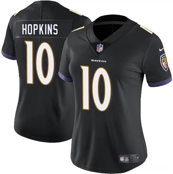 Women's Baltimore Ravens #10 DeAndre Hopkins Black 2025 Vapor Football Jersey(Run Small)