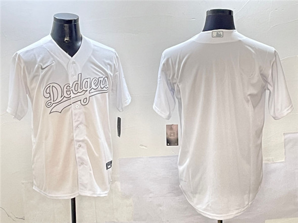 Men's Los Angeles Dodgers Blank White Cool Base Stitched Baseball Jersey